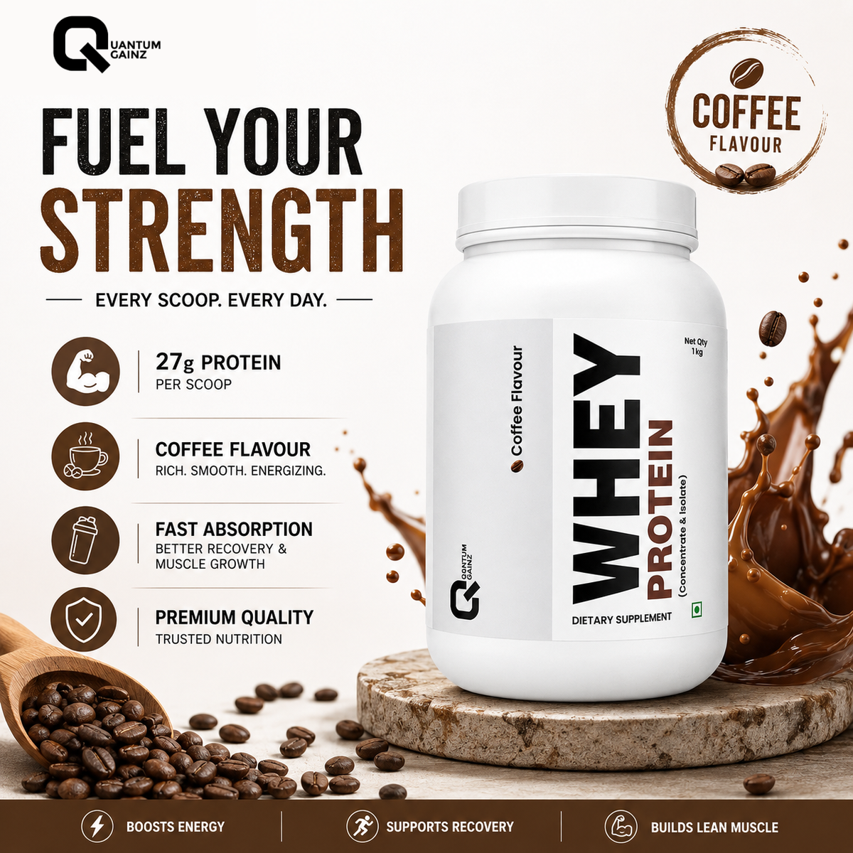 Whey Protein Concentrate - Coffee Flavour 1kg