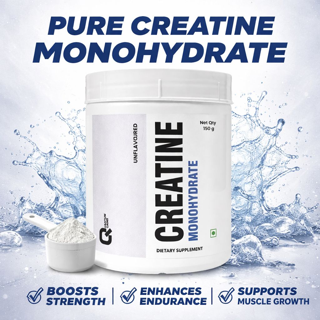 Quantum Gainz Pure Creatine Monohydrate 150g - Boosts Strength, Endurance & Muscle Growth